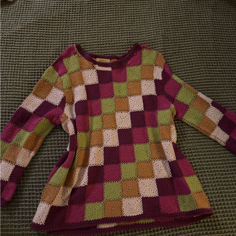 Bechamel | Colorful Patchwork Knitted Ramie Sweat… - image 2